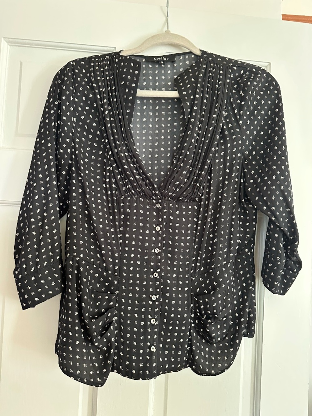 Cotelac print blouse with vintage details size 3
